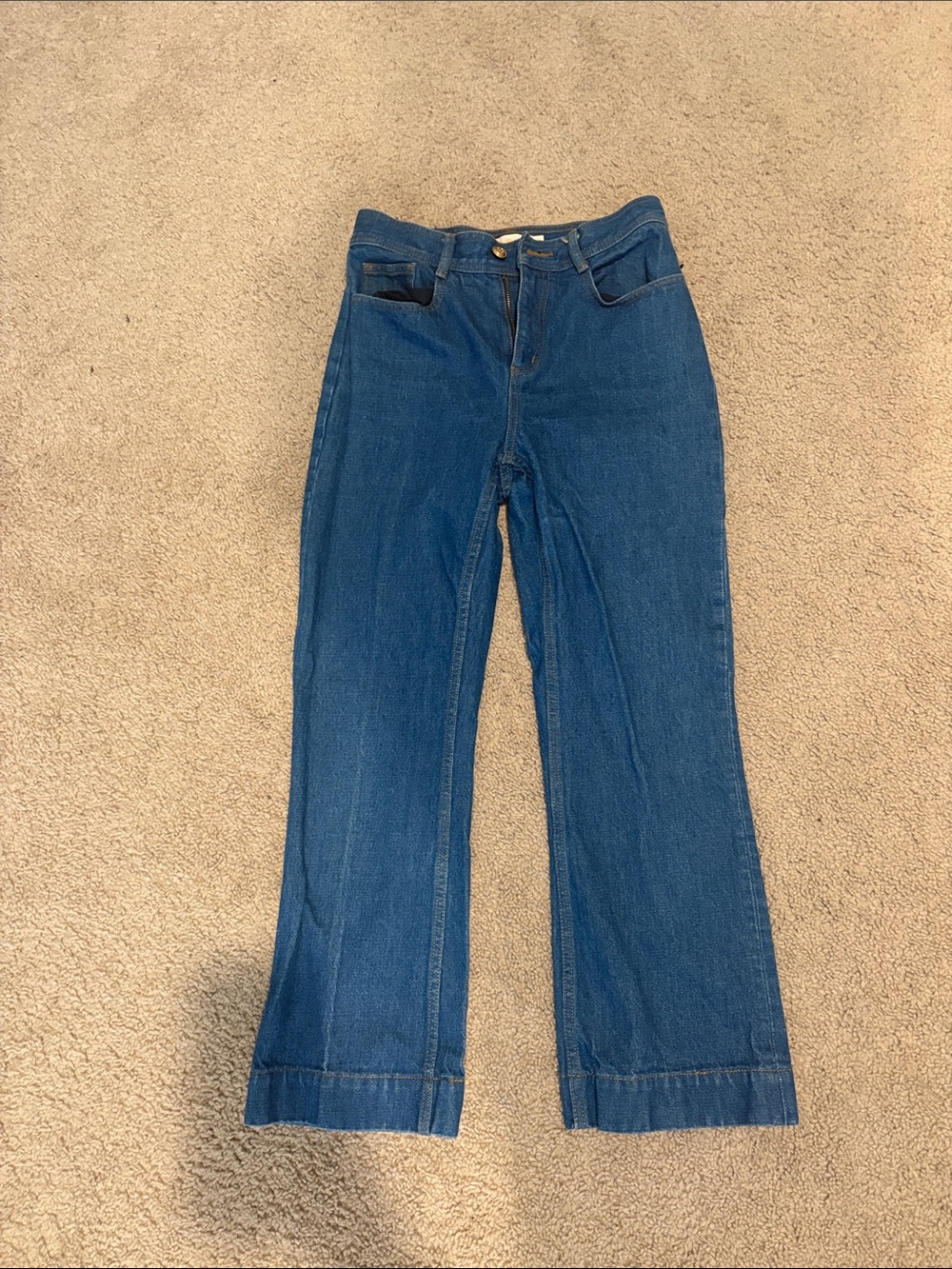 Tory Burch Classic Mid-Rise Wide-Leg Jeans